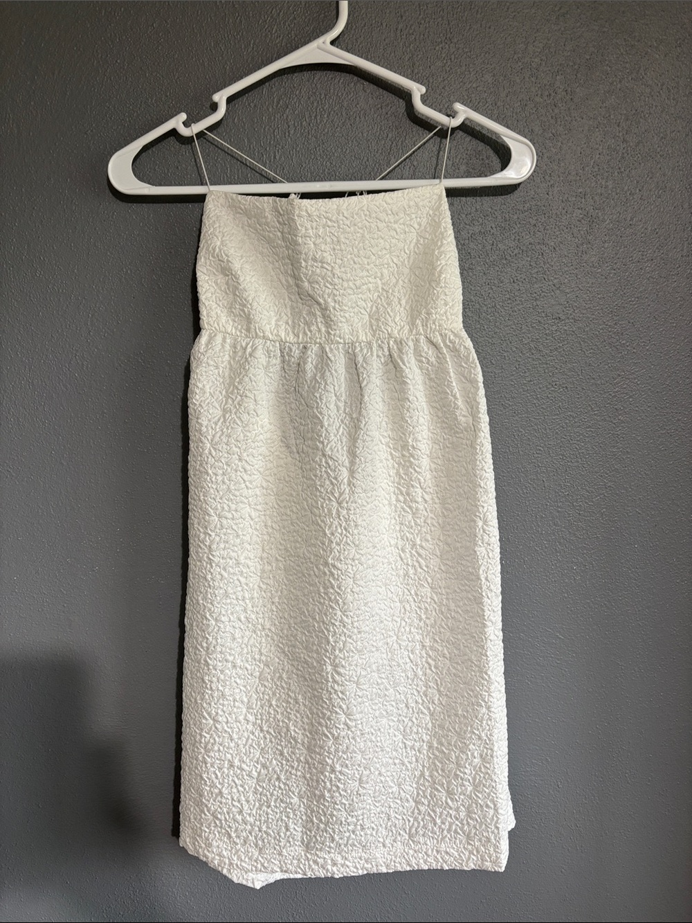 Et Clet White Textured Spaghetti-Strap Dress